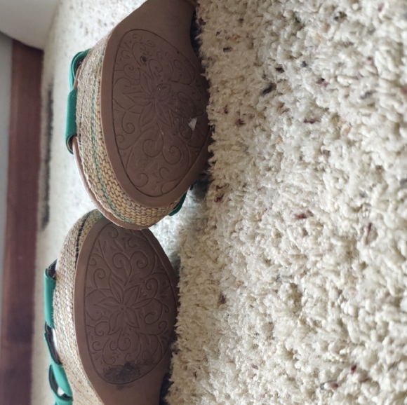 Deb Turquoise Strappy Wedges - Picture 2 of 6